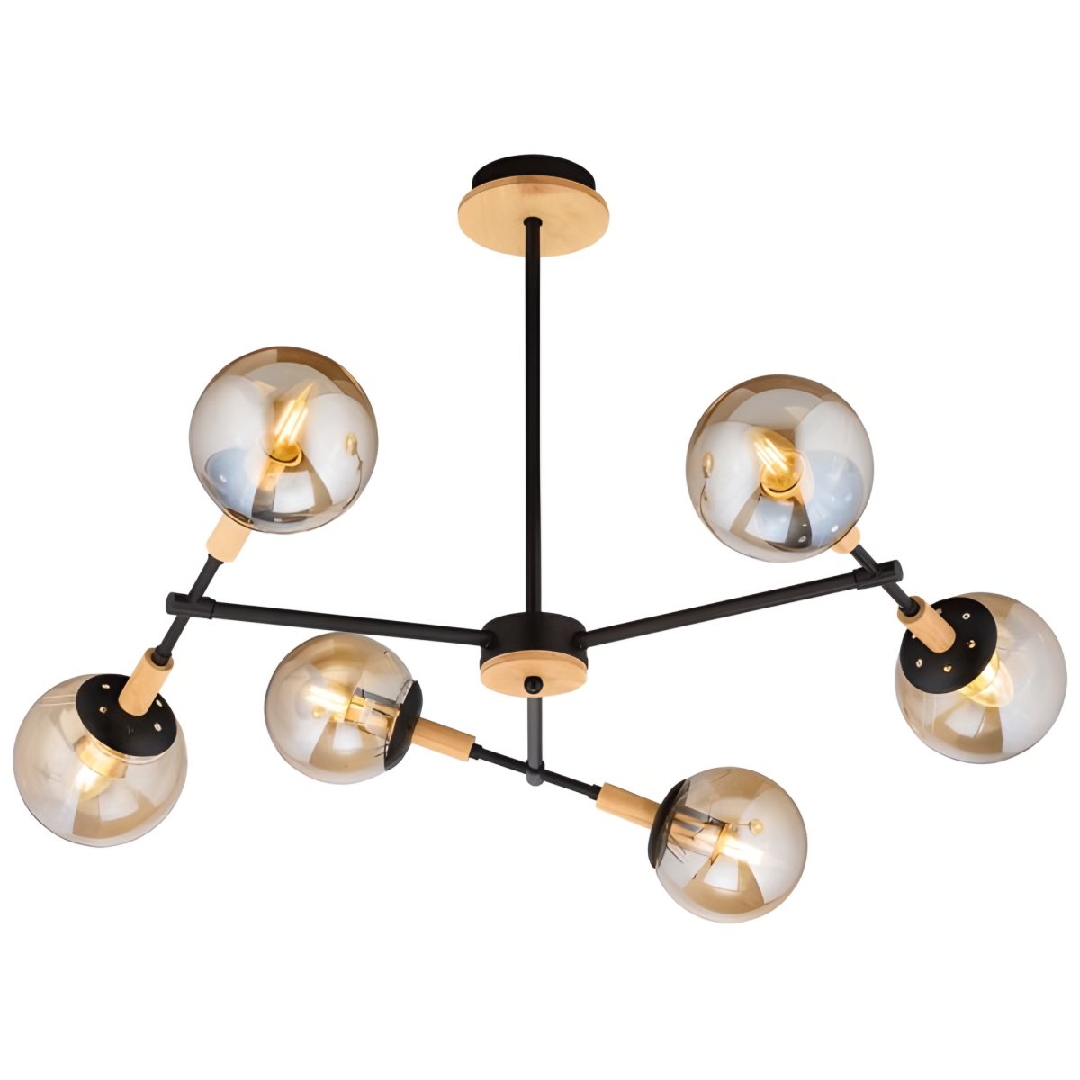 Mitea M11081-6 luster sa 6 zlatnih staklenih kugli, crni, 6xE27