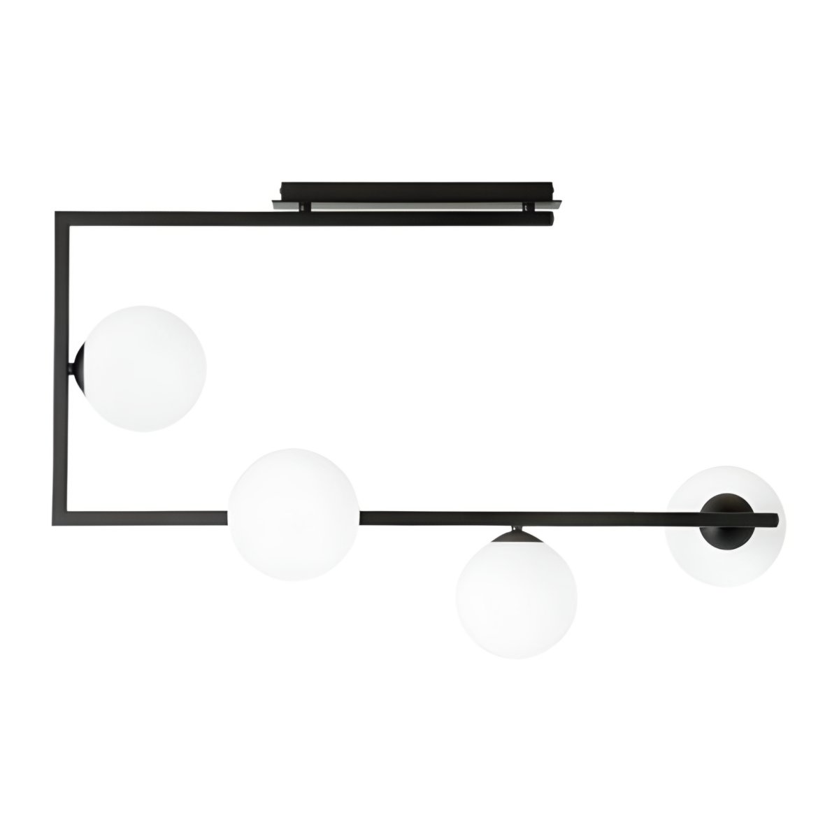 Mitea M10771-4 geometrijski luster sa 4 bele kugle, crni, 4xE27