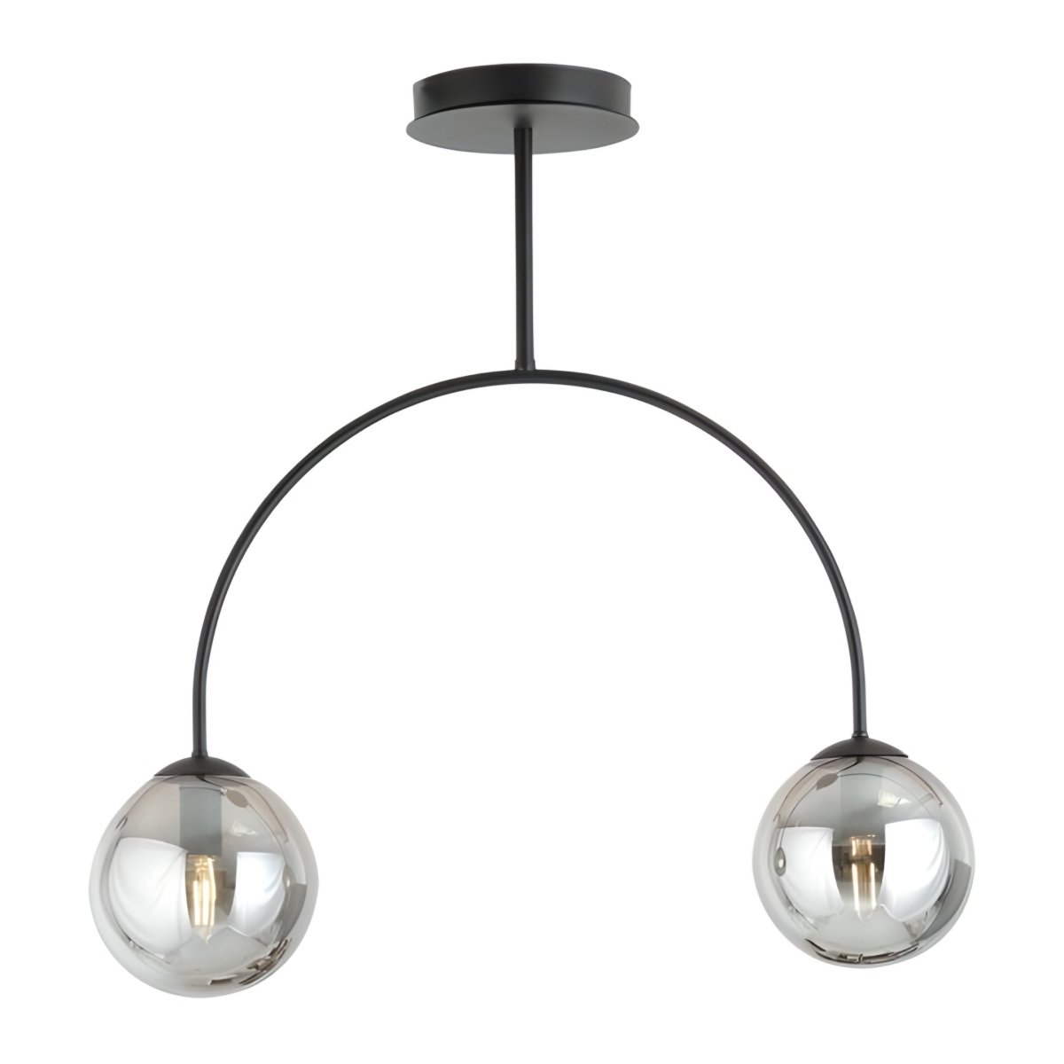 Mitea M11098-2 luster luk sa 2 dimljene kugle, crni, 2xE27