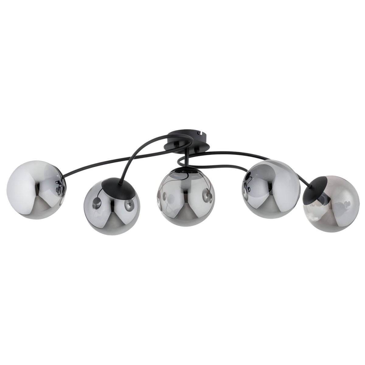 Mitea M11101-5 plafonski luster sa 5 dimljenih kugli, crni, 5xE27