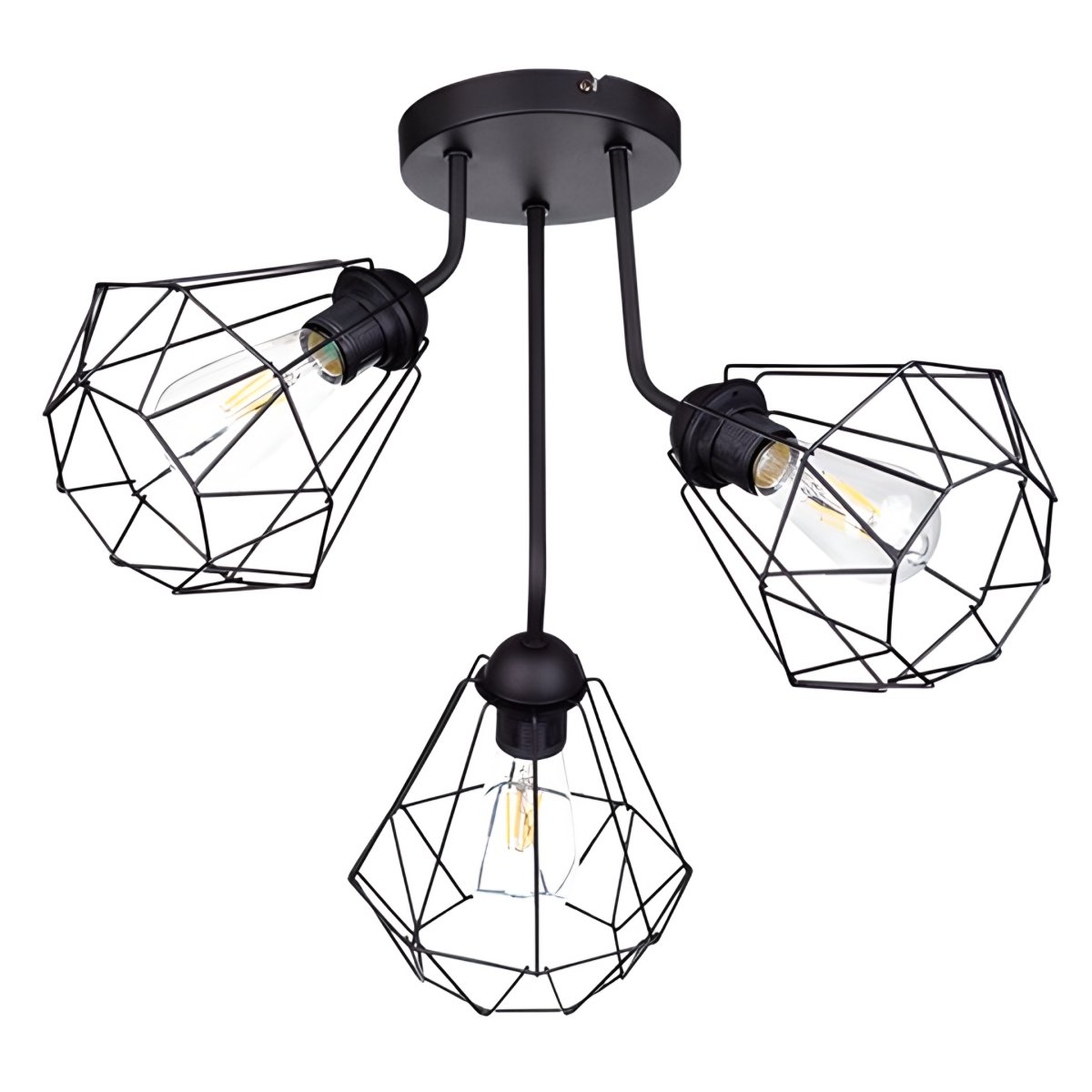Mitea M0824-3P plafonska lampa sa 3 žičana abažura, crna, 3xE27