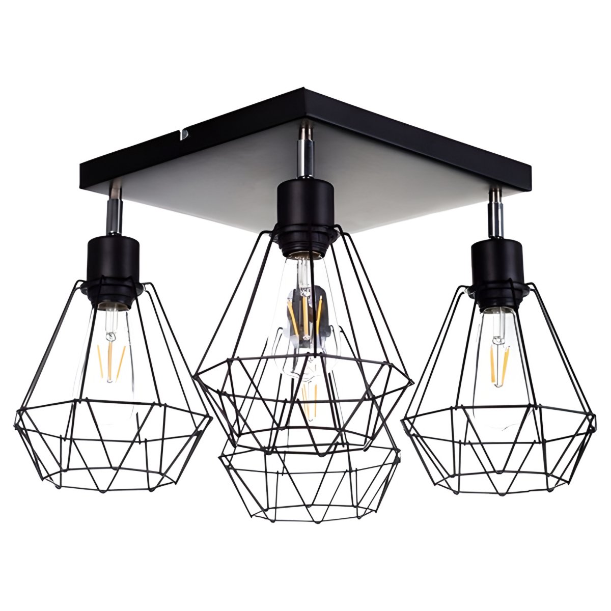 Mitea M0824-4P plafonska lampa sa 4 žičana abažura, crna, 4xE27