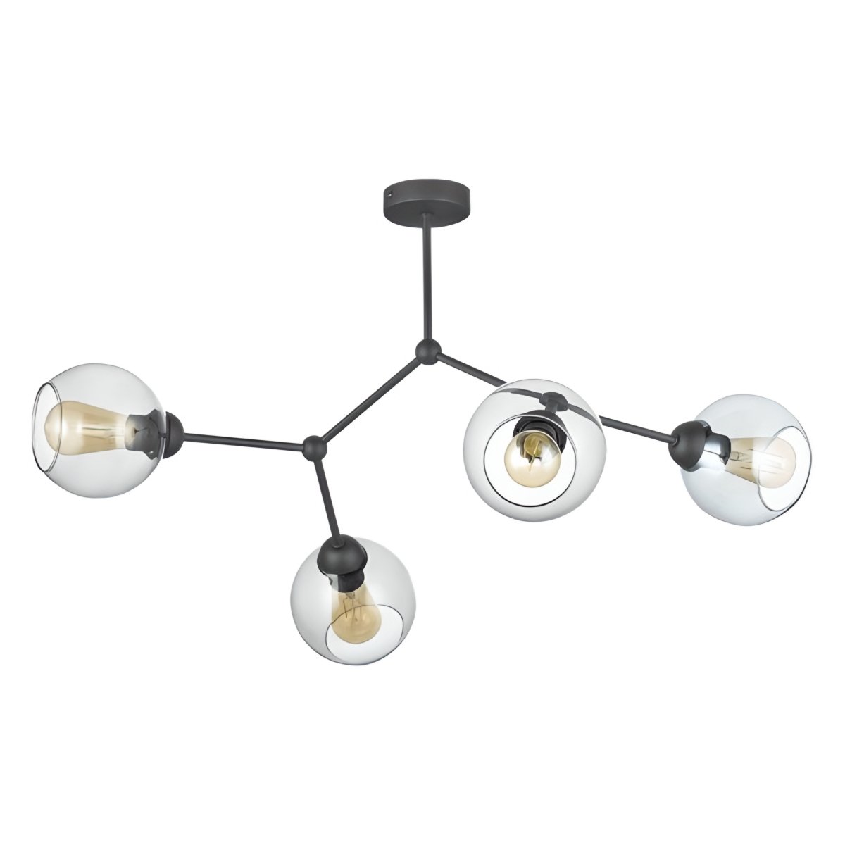 Mitea M10455-4 razgranat luster sa 4 staklene kugle, crni, 4xE27