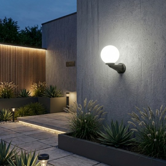 M300010 Max.1x60W bela IP44 E27 kugla zidna lampa Mitea Lighting