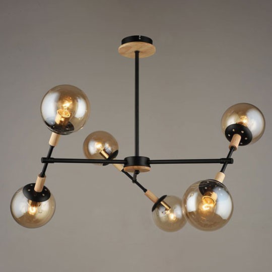 Mitea M11081-6 luster sa 6 zlatnih staklenih kugli, crni, 6xE27