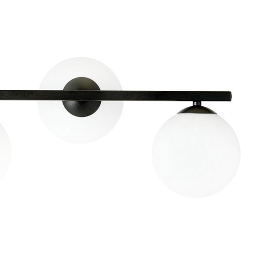 Mitea M10771-4 geometrijski luster sa 4 bele kugle, crni, 4xE27