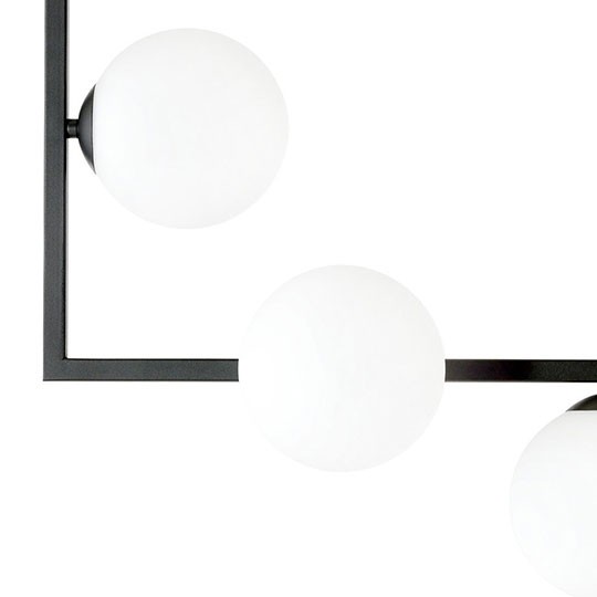 Mitea M10771-5 geometrijski luster sa 5 belih kugli, crni, 5xE27