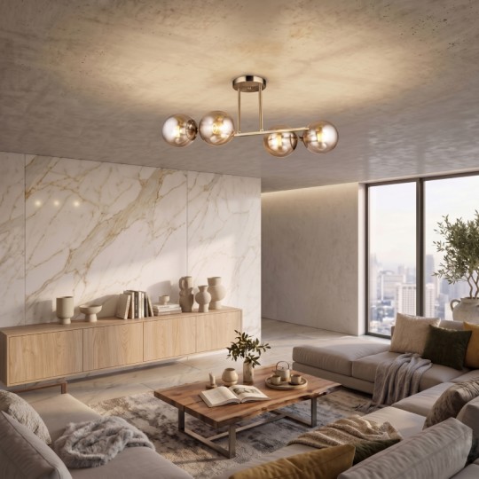 Mitea M10820-4 plafonski luster sa 4 staklene kugle, zlatni, 4xE27
