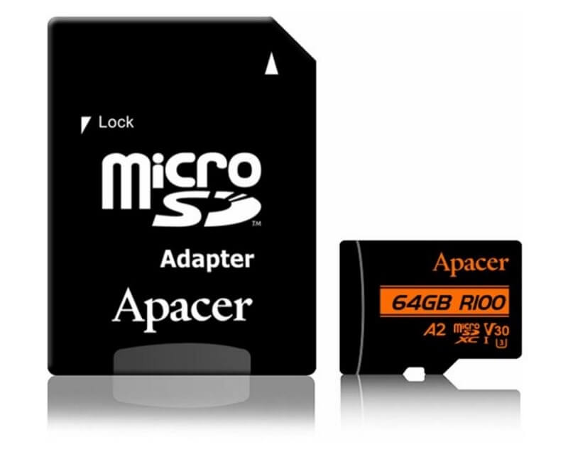 APACER UHS-I MicroSDXC 64GB U3 V30 A2 + Adapter AP64GMCSX10U8-RHard disk za video nadzor
