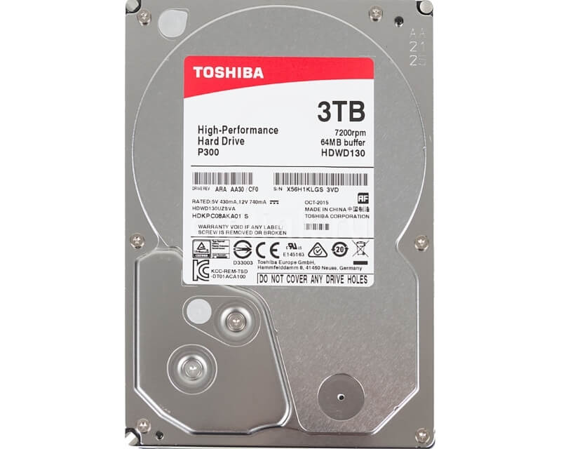 TOSHIBA 3TB 3.5 SATA III 64MB 7.200rpm HDWD130UZSVA P300 series bulkHard disk za video nadzor