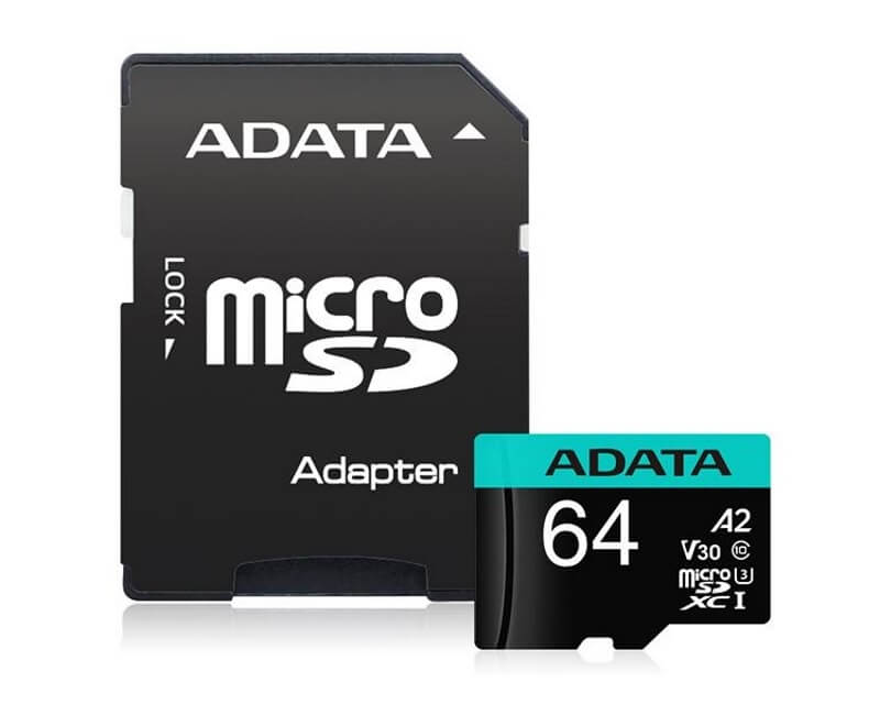 A-DATA UHS-I U3 MicroSDXC 64GB V30S class 10 + adapter AUSDX64GUI3V30SA2-RA1Hard disk za video nadzor