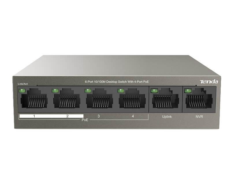TENDA TEF1106P-4-63W 6-Port 10/100M Desktop Switch with 4-Port PoEEthernet PoE svičevi