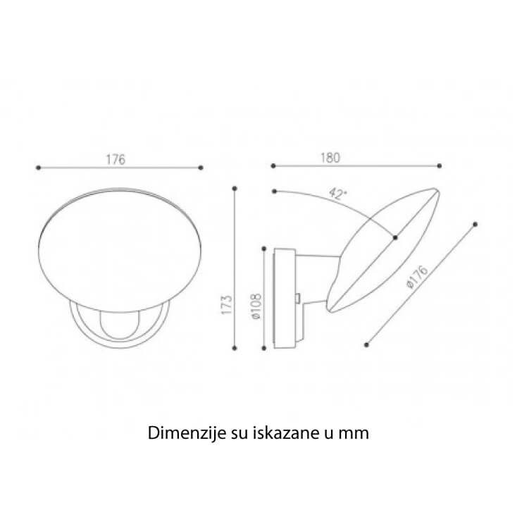 Zidna LED lampa 12W okruglaLed spoljna rasveta