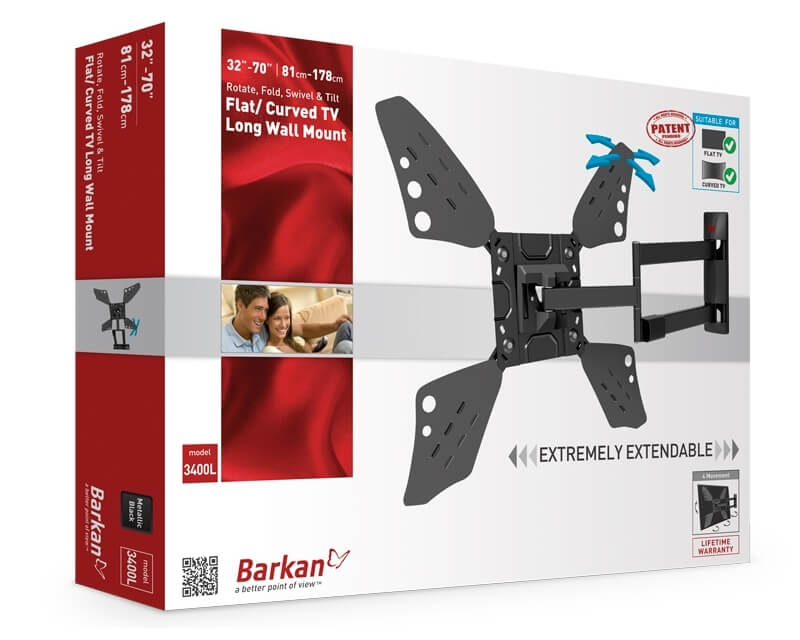 Zidni nosač za TV do 65 za ravne i zakrivljene televizore BARKAN 3400L.BTV nosači