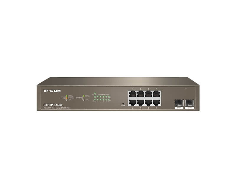 IP-COM G3310P-8-150W 8GE+2SFP Cloud Managed PoE SwitchEthernet PoE svičevi